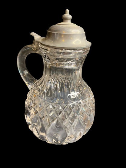 Victorian Style Pattern Glass Syrup Pitcher Vintage Creamer 6.5"