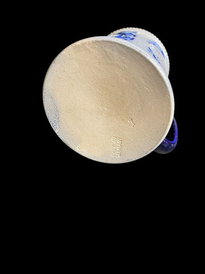 Vintage Germany Stoneware Stein Salt Glazed Mug Cobalt .5 Liter Drink Quickly . . .