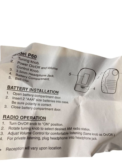 Lifelong Sports Radio Portable Yellow Headphones Battery Operated AM FM