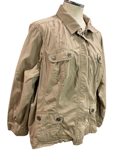Size 2X Croft & Barrow Womens Tan Lightweight Full Zip Jacket Safari Style