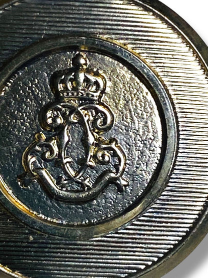 Vintage Set of 2 Silvertone Buttons Royal Crest .9" and .6"