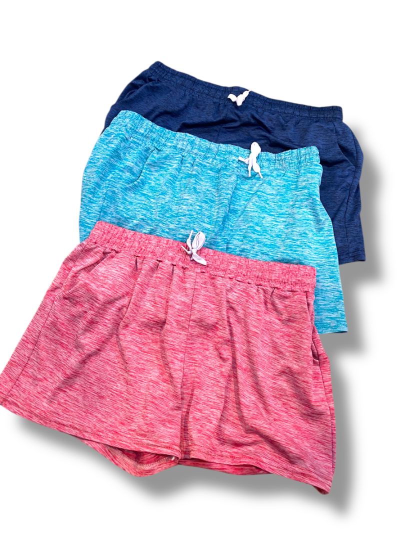 Size XL Real Essentials Set of 3 Girls Youth Athletic Shorts Pockets Pink Teal Navy