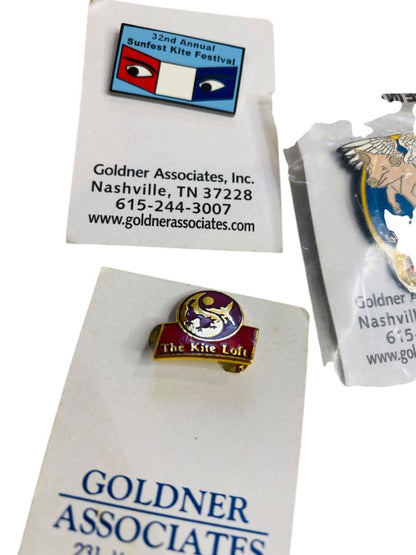 Lot of 8 Lapel Pins Kite Theme Assorted Years New Goldner Associates