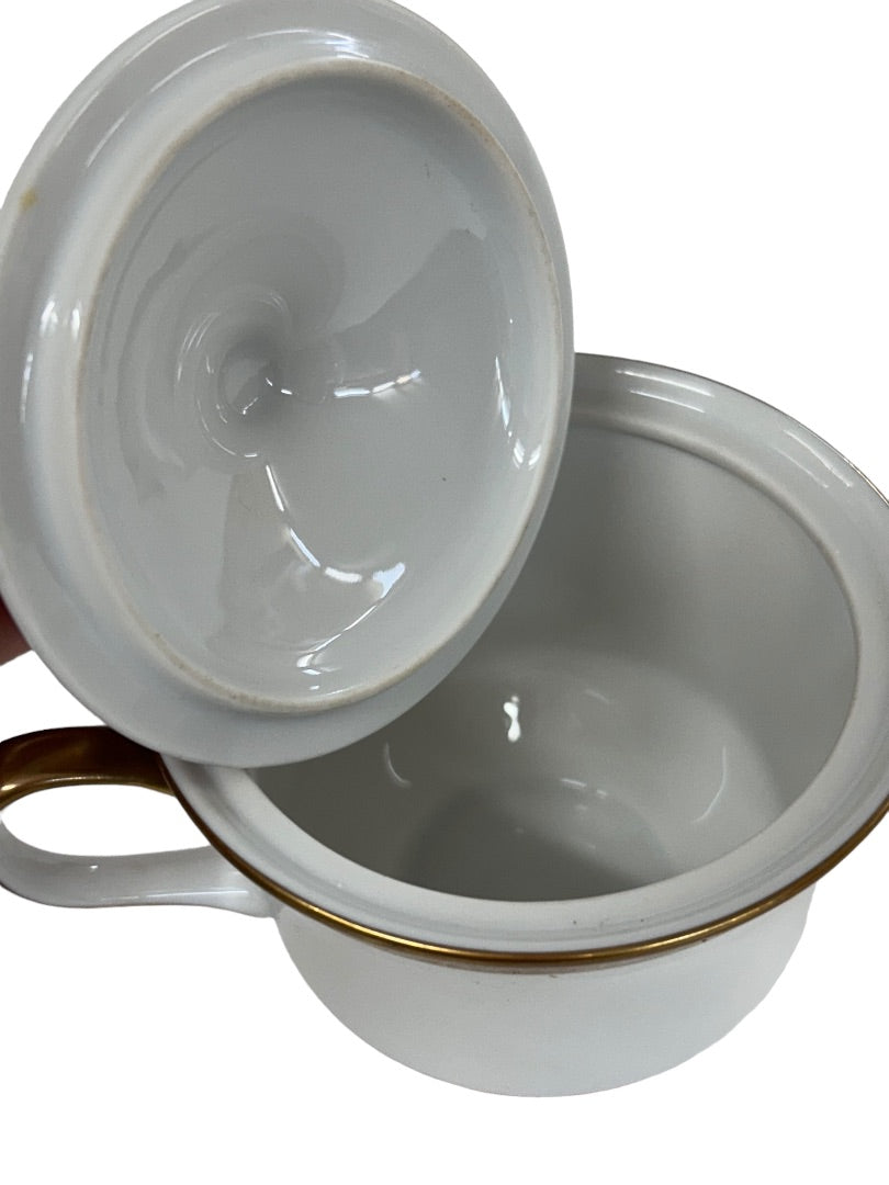 Sango Royalty Pattern White Gold Trim Sugar Bowl and Lid 1970s