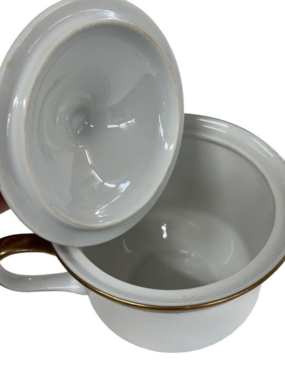 Sango Royalty Pattern White Gold Trim Sugar Bowl and Lid 1970s