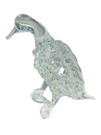 Clear Spun Glass Bird Figurine Filigree Vintage 2.25" h Vintage