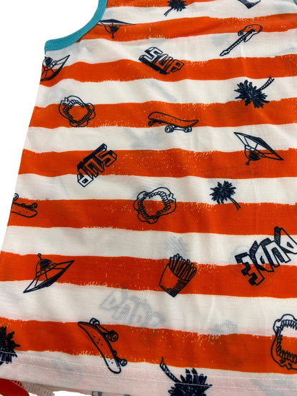 Small (6/7) Wonder Nation Boys Striped Tank Top Orange Teal Print