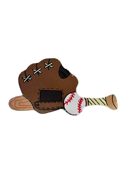 Set of 3 Plastic Pins Baseball Glove Ball Bat and Basketball