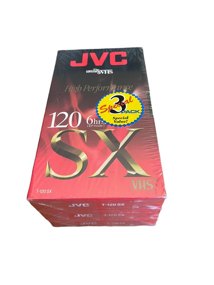 JVC High Performance T-120 SX VHS Set of 3 Factory Sealed