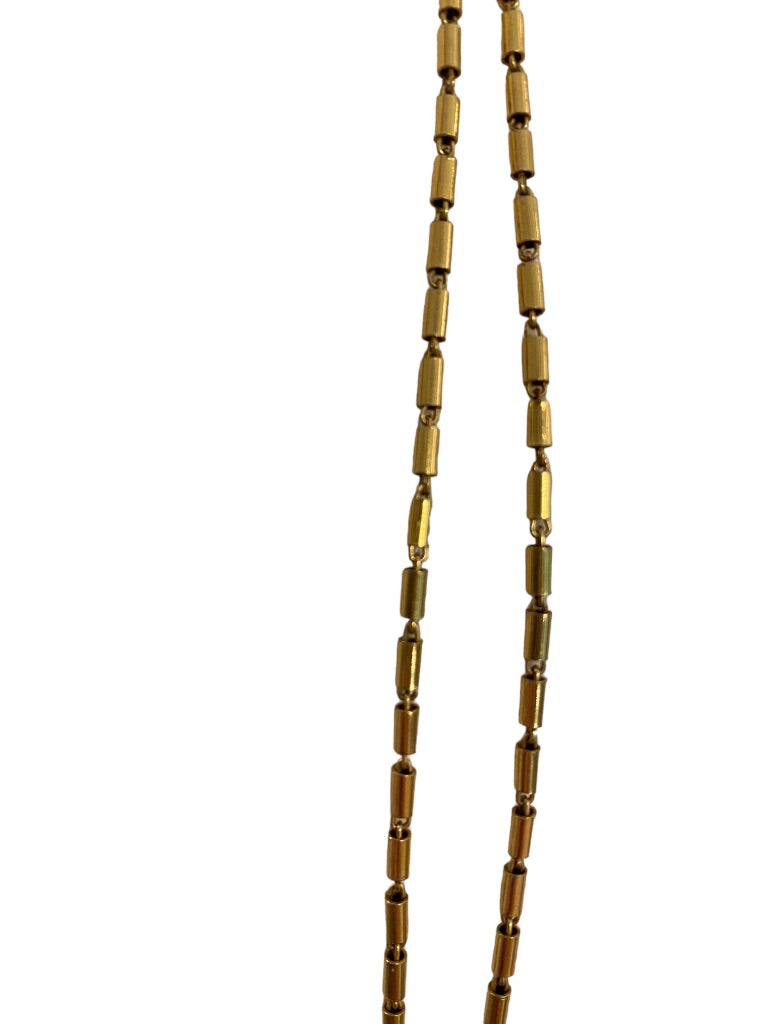 Goldtone Bugle Bead Necklace 54" Strand String Barrel Closure