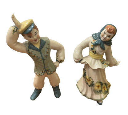 Vintage East European Dancers Ceramic Man Woman Figurines Traditional 6.5"h