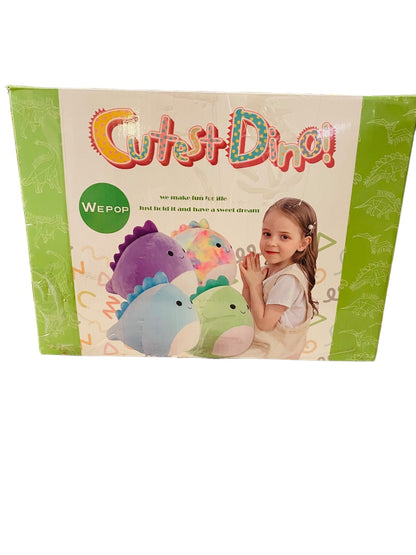 WePop 20 in Dino Pillow Blue New in Box 100% Cotton