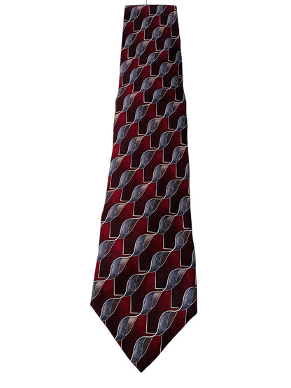 Joseph & Feiss Extra Long Mens 60" Necktie Tie Red Gray  100% Silk