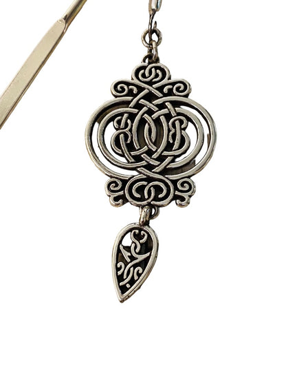 Vintage Silvertone Metal Bookmark Charm Pendant Ornate 5.5" Place Holder Taiwan