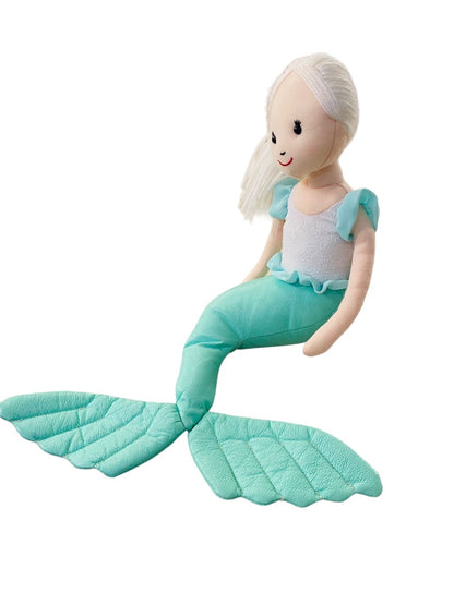 Jellycat Green Shellebelle Maddie Mermaid Plush Stuffed Doll Toy 15" White Hair