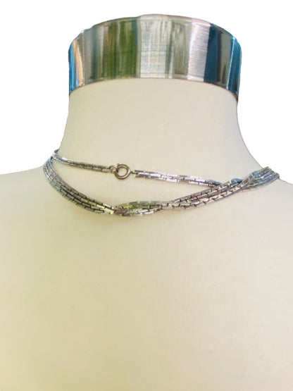 Silvertone Box Chain Necklace 62" Long Spring Clasp Shiny Strand String