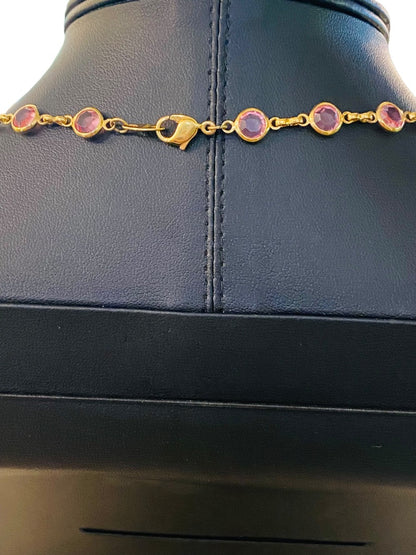 Goldtone Pink Signed Avon 22.5" Necklace Lobster Clasp