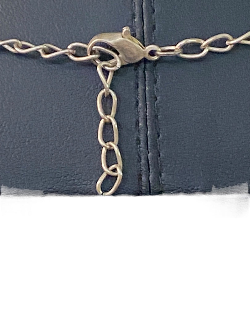 Rhinestone Formal Silvertone Necklace 21" Lobster Clasp 2" Drop