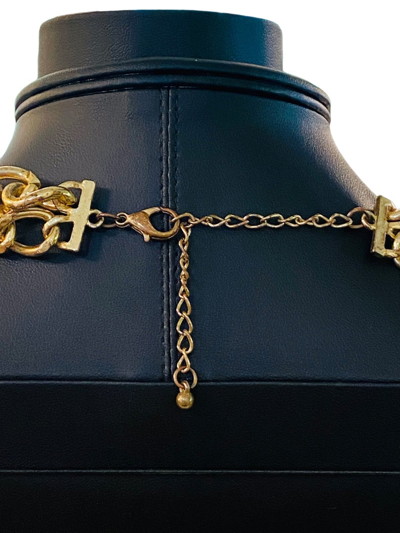 Goldtone Chunky Dual Strand Chain Necklace Lobster Clasp 17-20"