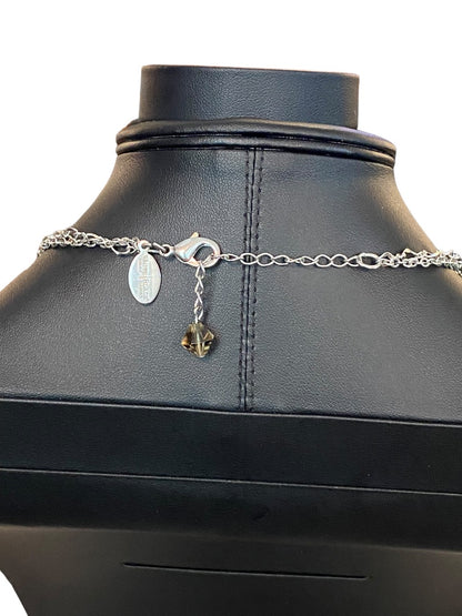 White House Black Market 16-18" Silvertone Charm Necklace Faceted Beads