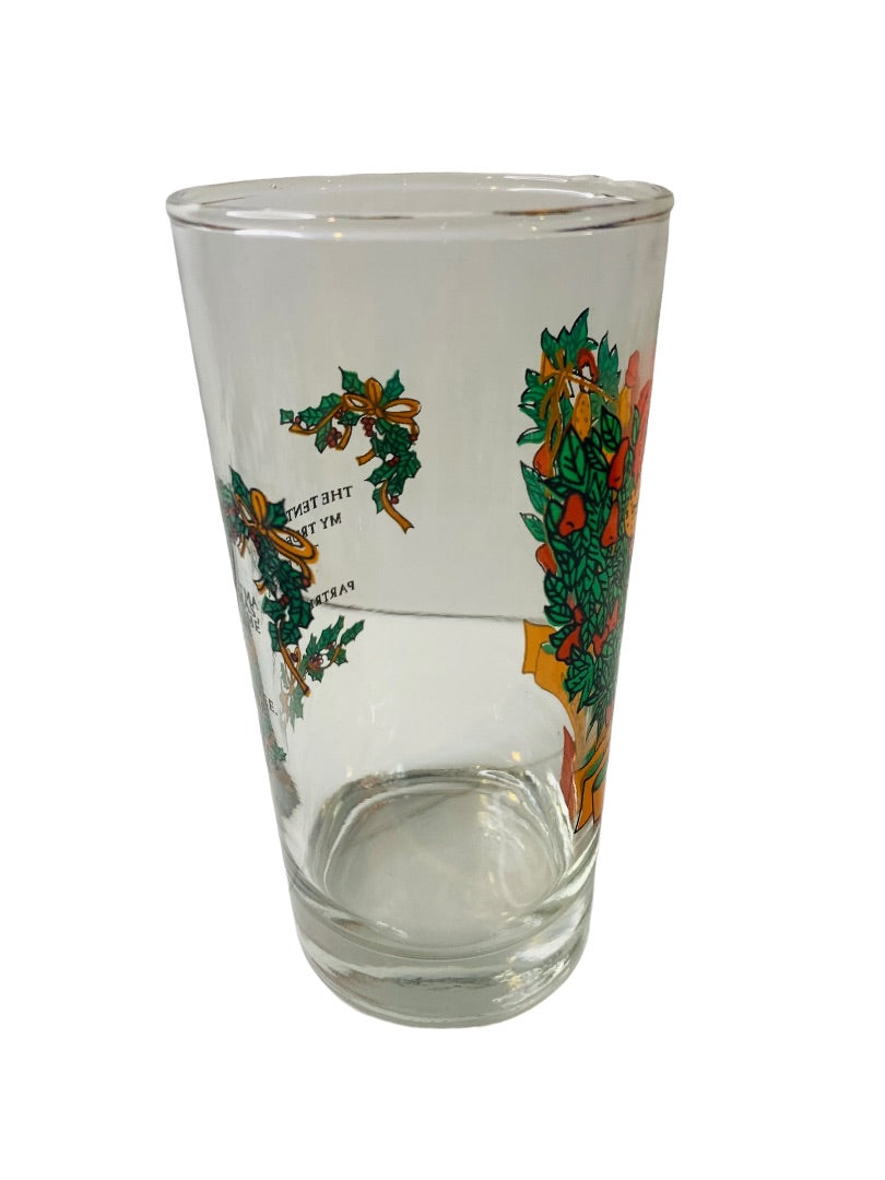 Vintage Tumbler Glass Taylor Smith & T 10th Day of Christmas Orange 10 oz Drinking