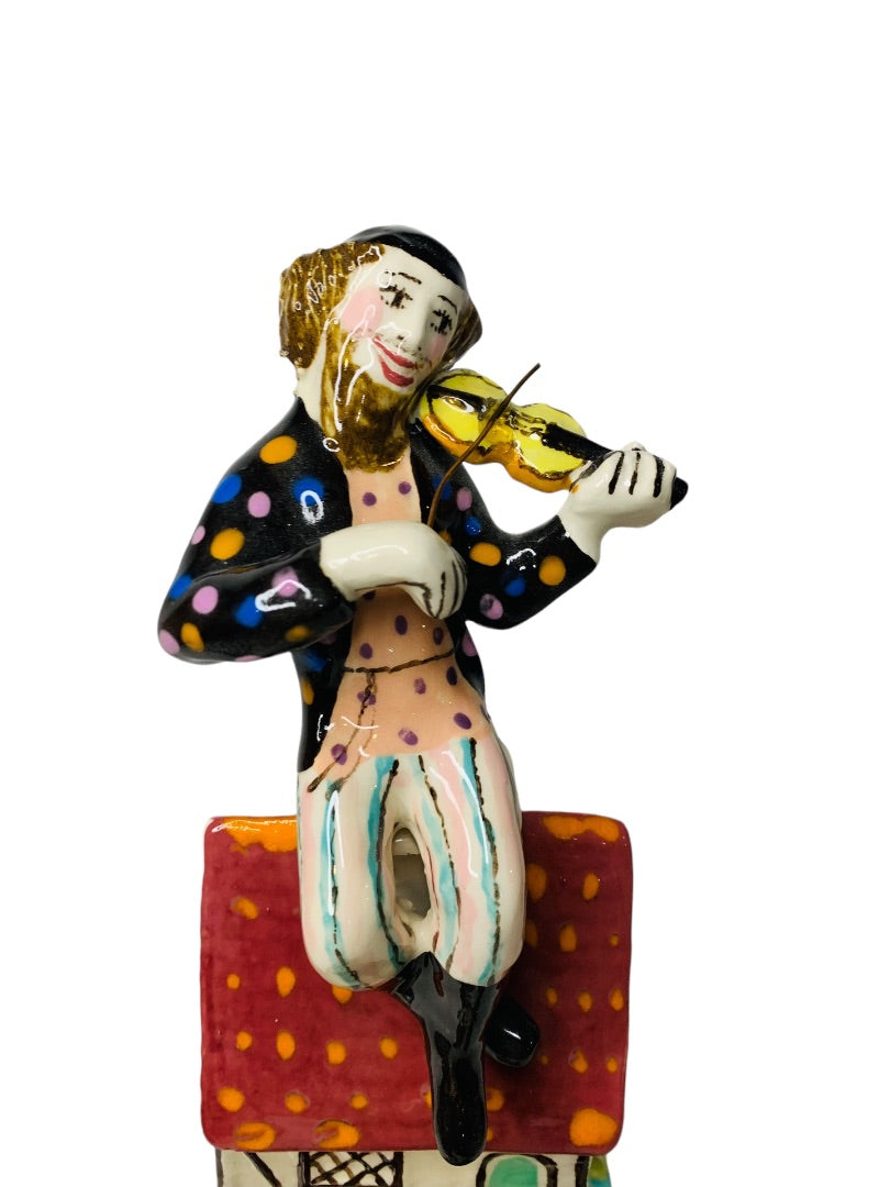 Noi Volkov Menorah Fiddler on the Roof Wedding Couple Signed Ceramic Bank