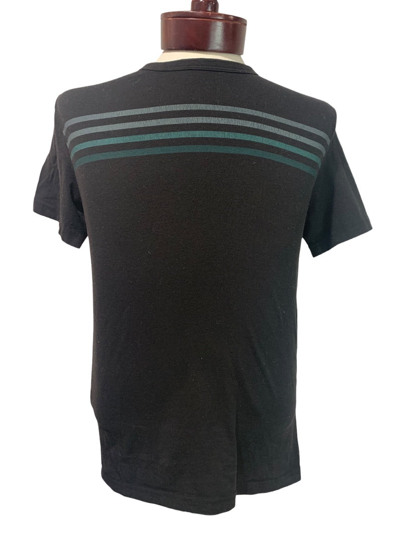 Small Lee Mens Black Soft Short Sleeve Tshirt Retro Stripe Design