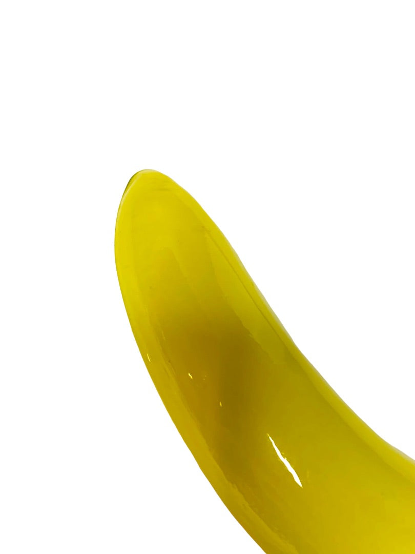 Art Glass Decorative Yellow Green Banana Fruit 7" Realistic