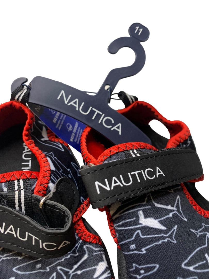 Size 11 Nautica Kids Kettle Gulf New Sport Water Sandal Black Shark Outline KA2017