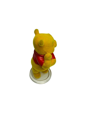 Disney Microworld Winnie the Pooh Flocked Figurine on Clear Base D033 2.1"h