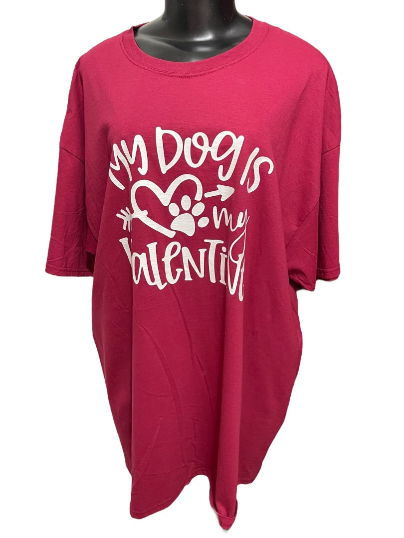 2XL Fruit of the Loom HD Cotton My Dog Is My Valentine T-Shirt Red