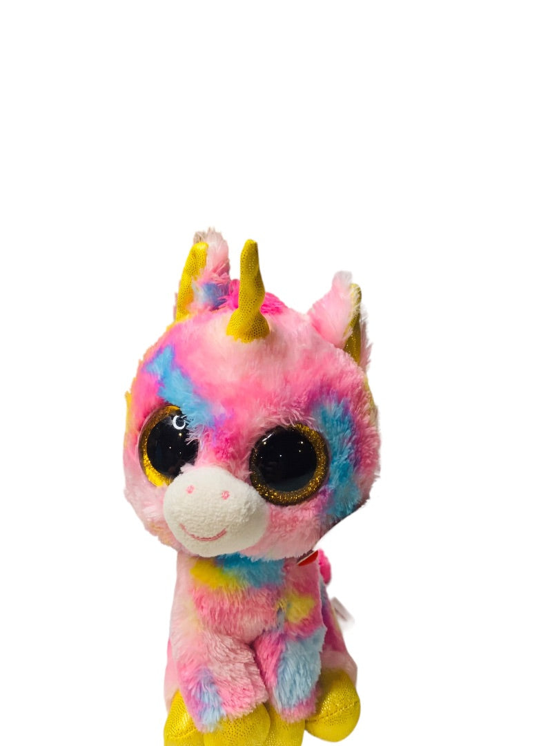 Ty Beanie Boos Fantasia Baby Pastel Multicolor Plush Unicorn 6" Pink