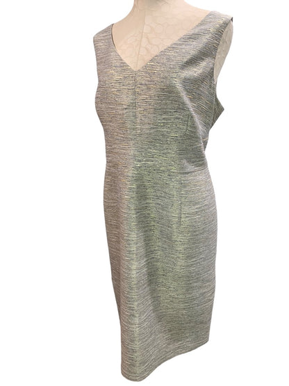 Size 18W Jones New York Sheath Dress and Jacket Gold and Gray Metallic Lined