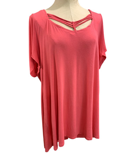 3X Torrid Super Soft Knits Hot Pink Womens Tshirt Cut Out Neckline Detail