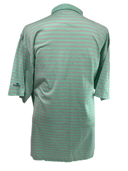 XL House of Carrington Mens Polo Golf Shirt Rivercrest Embroidered Green Short Sleeve Stripe