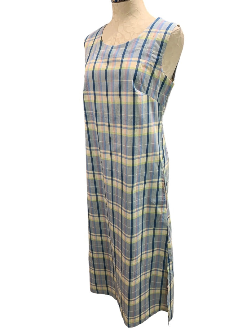 Size 6 Monterey Bay Long Plaid Dress Pockets Lightweight Cotton Sleeveless