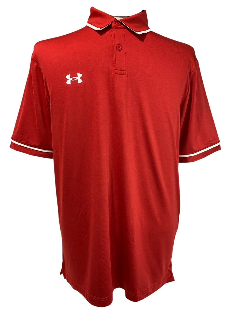 Medium Under Armour Mens New Red Tipped Team Polo Shirt 1376904