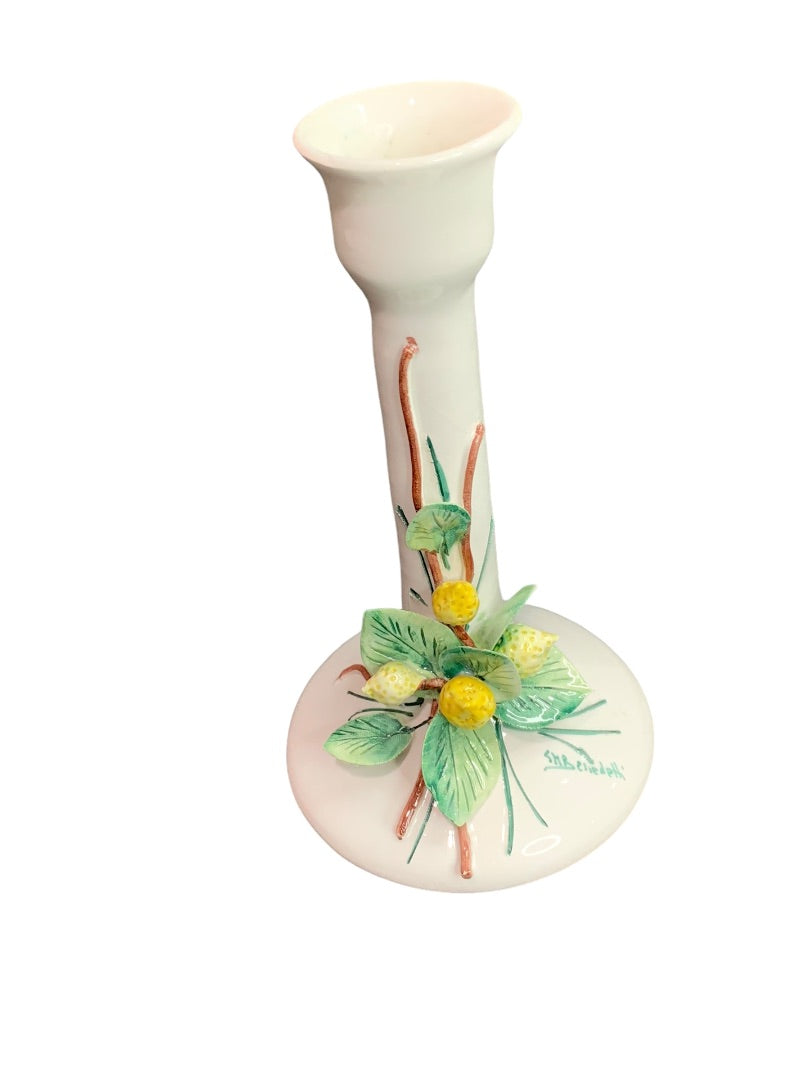 Harmony Taormina TM Benedetti Italian Candlestick Majolica Signed Lemon