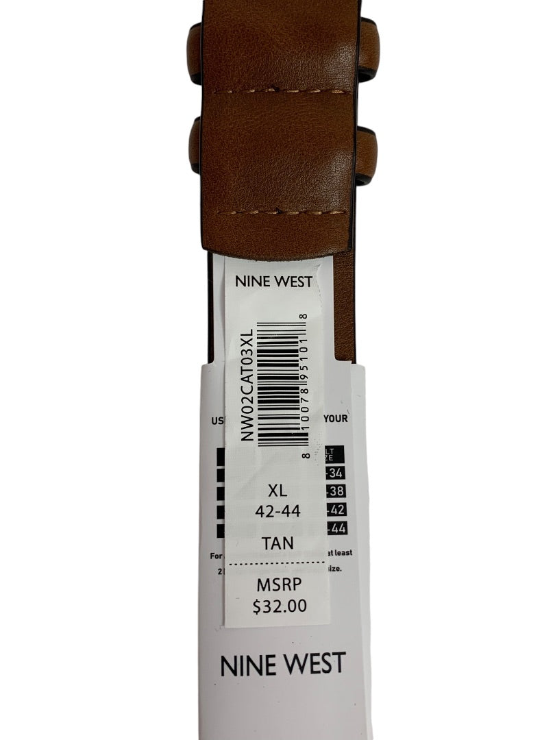 XL (42-44) Nine West Mens New Tan Brown Vegan Leather Belt 1.25 Inch Width