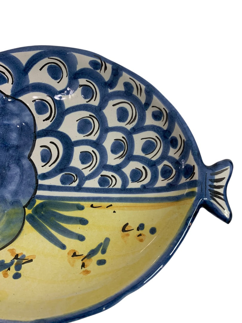 Vietri Fish Fish Blue 10 Inch Oval Dish Italy Pottery D 1990s