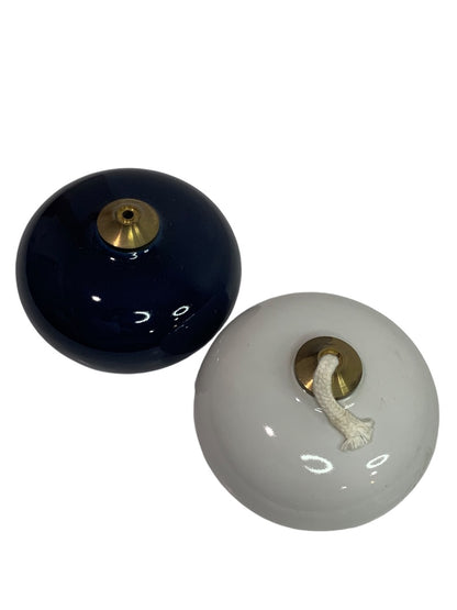 Set of 2 Essentials Japan Ceramic Oil Lamp Candles Cobalt White