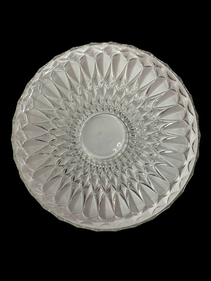 Vintage Pressed Glass Cake Plate Sunburst Design 11 Inch