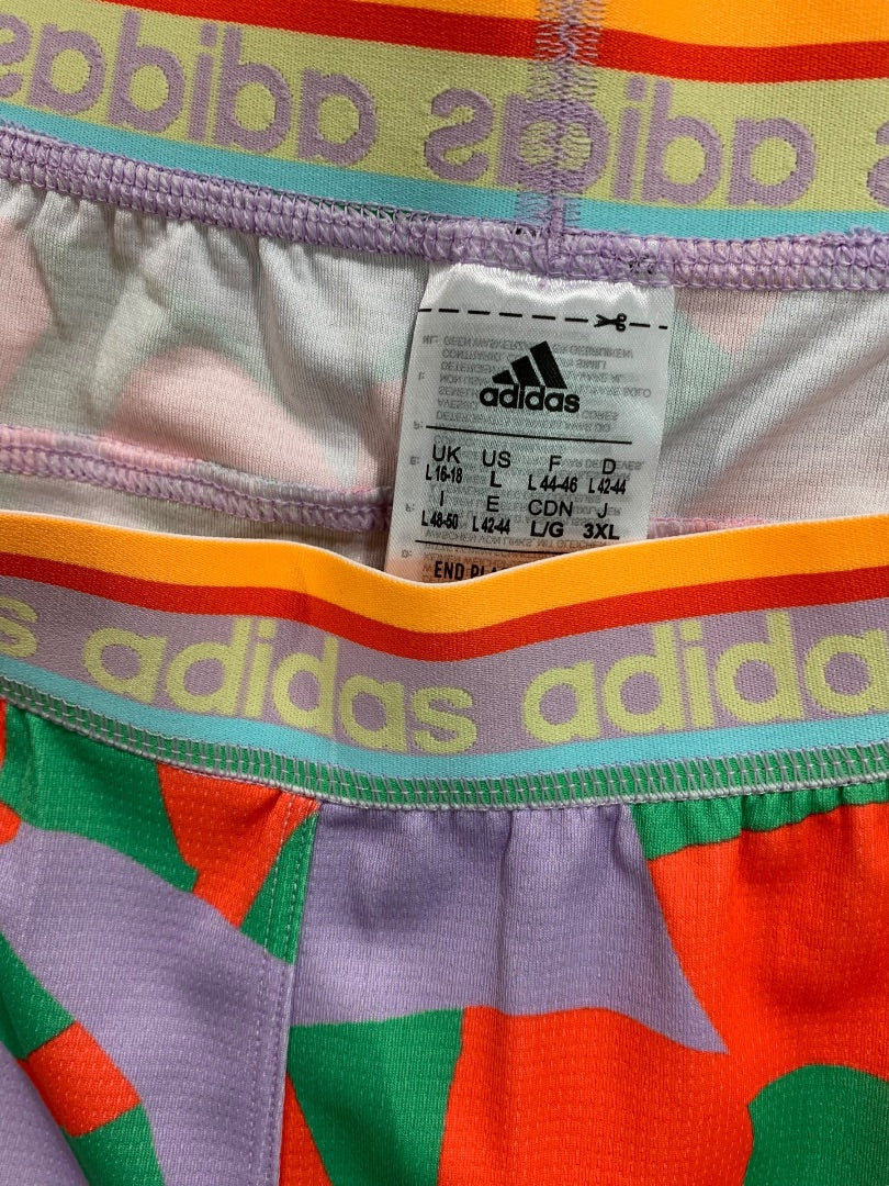 Large Adidas x Farm Rio Womens New 3 Stripe Pacer Shorts HS1198