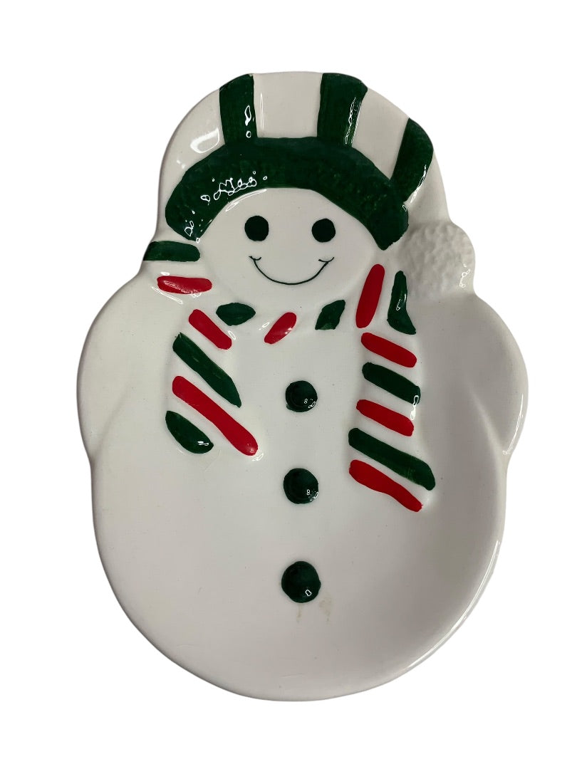 Allure 1997 Holiday Winter Snowman Soap Dish Ceramic