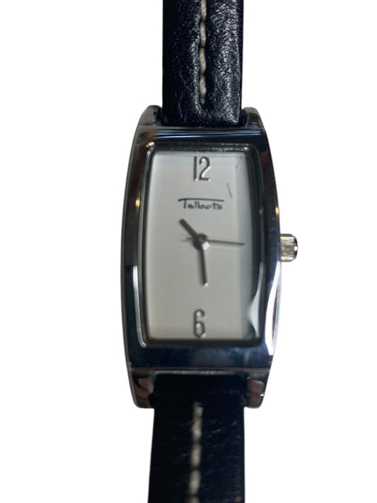 Talbots Womens Wristwatch Silvertone Rectangular Face Working