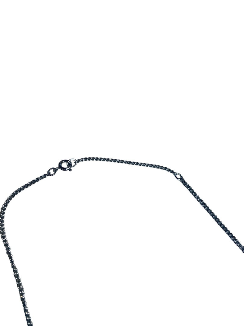 Vintage Silvertone Necklace Acrylic Clear Snowflake Pendant 18 or 20 Inch