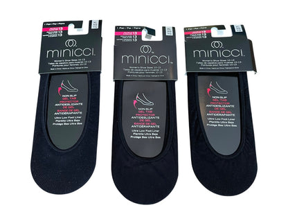 XL Minicci 3 Pair Nonslip Ultra Low Foot Liner Sock New Womens