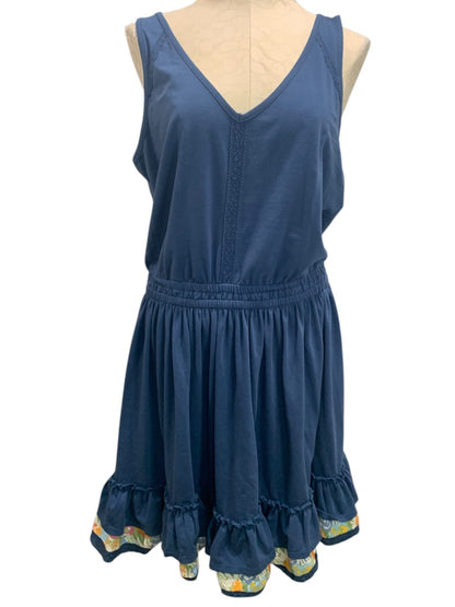 XL Matilda Jane Swing Time Navy Blue Dress Sleeveless Ruffle Hem