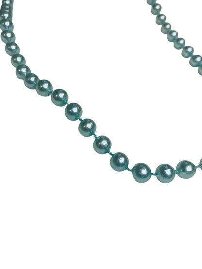 Vintage Faux Aqua Pearl 23 Inch Necklace No Clasp Overhead