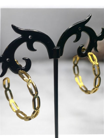 Goldtone Hoop Earrings Post Pierced 1.1 Inch Diameter